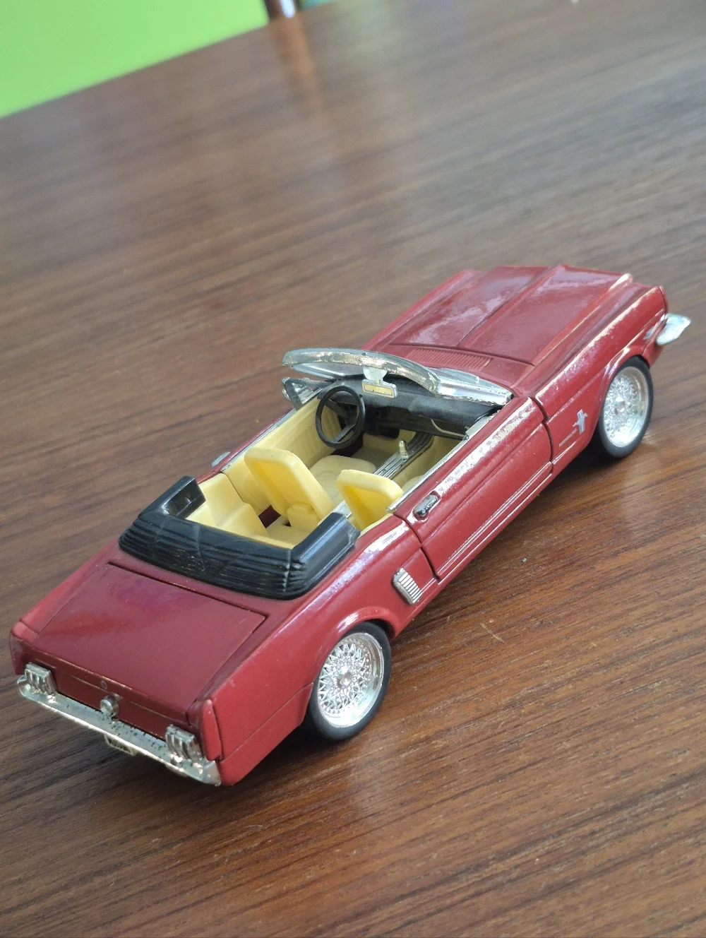 Vintage Metal Plastic Red Convertible Toy Car - Ford Die-Cast Ford Mustang